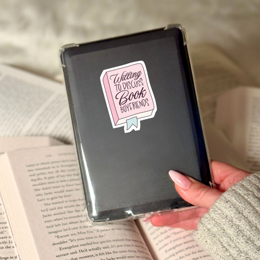 Willing to Discuss Book Boyfriends Book Reader Sticker – 3" Waterproof Bookish Sticker with Holo Overlay – Reading, Books, Book Lover