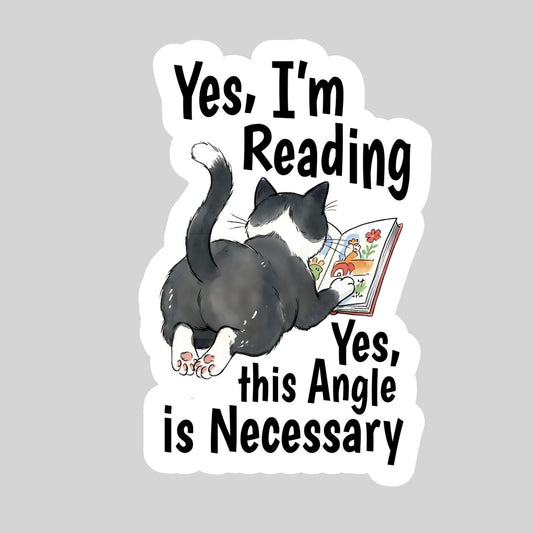 Yes, I'm Reading Funny Cat Book Reader Sticker – 3" Waterproof Bookish Sticker with Holo Overlay – Reading, Books, Reader Gift, Book Lover