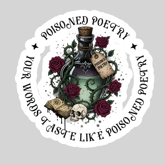 Poisoned Poetry Book Reader Sticker – 3" Waterproof Bookish Sticker with Holo Overlay – Reading, Books, Reader Gift, Book Lover, Bookstore