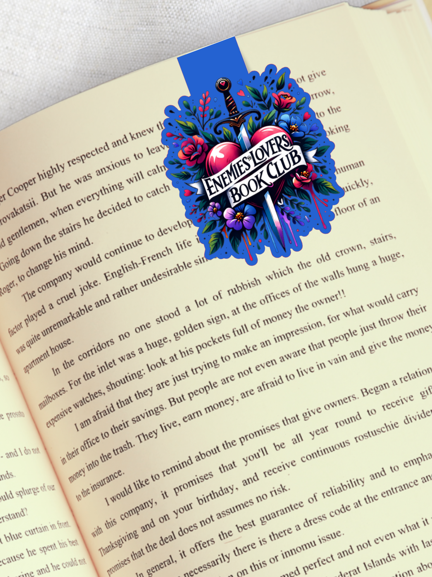 Magnetic Bookmark, Enemies to Lovers Book Club Laminated with Holographic Overlay, Waterproof, Bookstore Merch, Book Reader