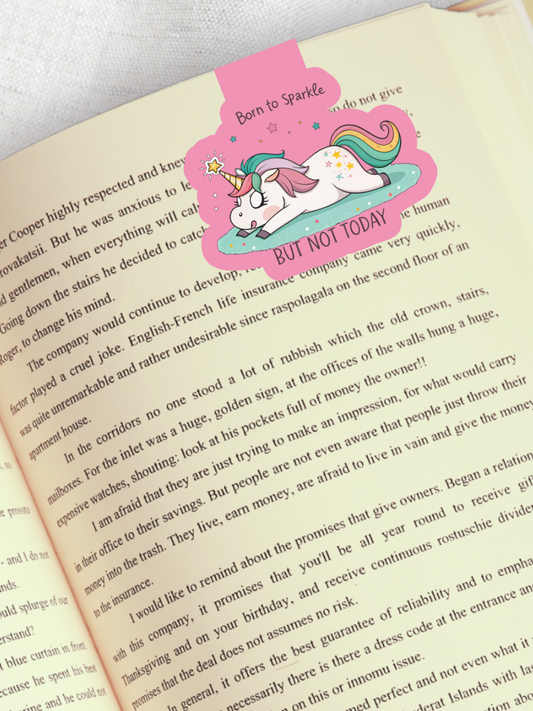 Magnetic Bookmark, Born to Sparkle But Not Today Laminated with Holographic Overlay, Waterproof, Bookstore Merch, Book Reader