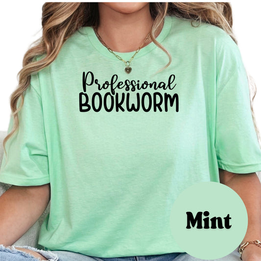 Professional Book Worm Book Reader Shirt, Book Lover Comfy Soft Tee, Reading Lover Top, Bookish Graphic, Gift for Readers