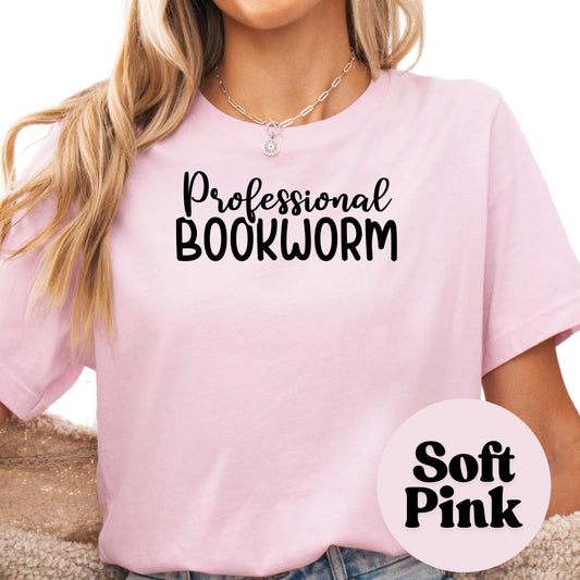 Professional Book Worm Book Reader Shirt, Book Lover Comfy Soft Tee, Reading Lover Top, Bookish Graphic, Gift for Readers
