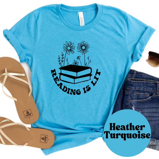 Reading is Lit Book Reader Shirt, Book Lover Comfy Soft Tee, Reading Lover Top, Bookish Graphic, Gift for Readers