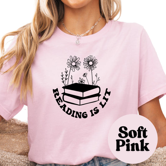 Reading is Lit Book Reader Shirt, Book Lover Comfy Soft Tee, Reading Lover Top, Bookish Graphic, Gift for Readers