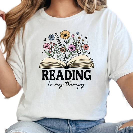 Reading is My Therapy Book Reader Shirt, Book Lover Comfy Soft Tee, Reading Lover Top, Bookish Graphic, Gift for Readers