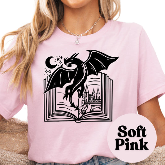 Book Dragon Book Reader Shirt, Book Lover Comfy Soft Tee, Reading Lover Top, Bookish Graphic, Gift for Readers