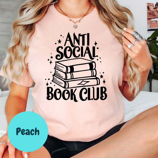 Anti Social Book Club Book Reader Shirt, Book Lover Comfy Soft Tee, Reading Lover Top, Bookish Graphic, Gift for Readers
