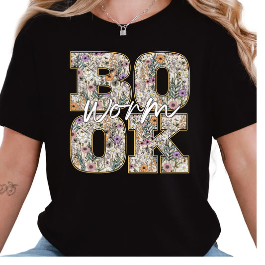 Book Worm Floral Book Reader Shirt, Book Lover Comfy Soft Tee, Reading Lover Top, Bookish Graphic, Gift for Readers