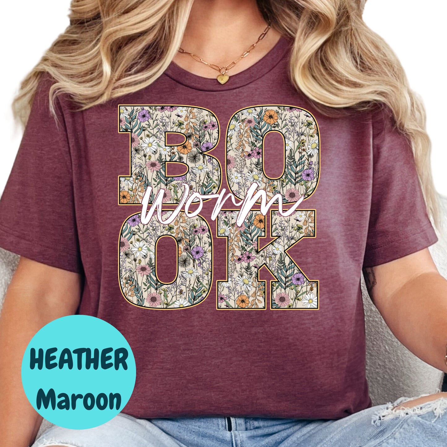 Book Worm Floral Book Reader Shirt, Book Lover Comfy Soft Tee, Reading Lover Top, Bookish Graphic, Gift for Readers