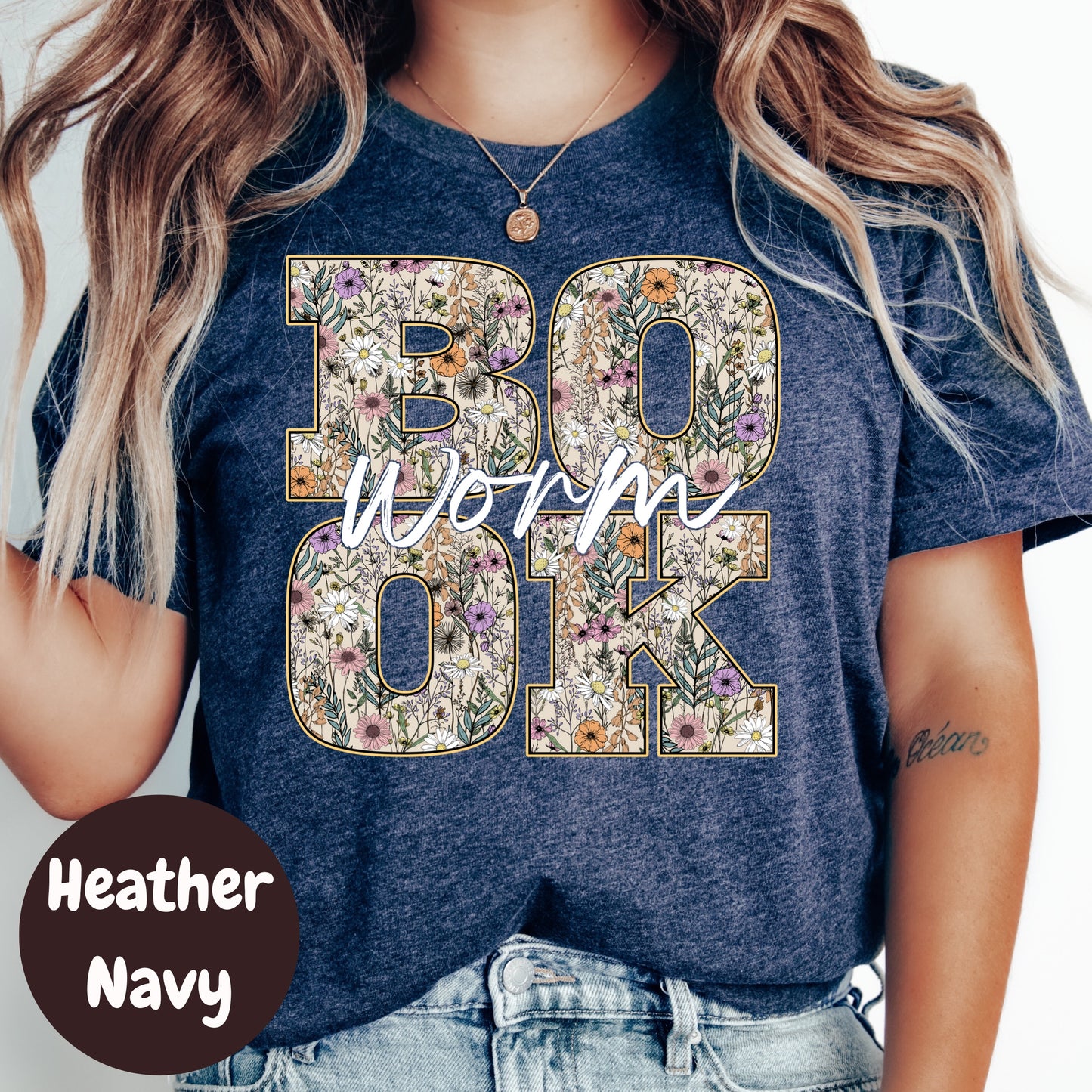 Book Worm Floral Book Reader Shirt, Book Lover Comfy Soft Tee, Reading Lover Top, Bookish Graphic, Gift for Readers